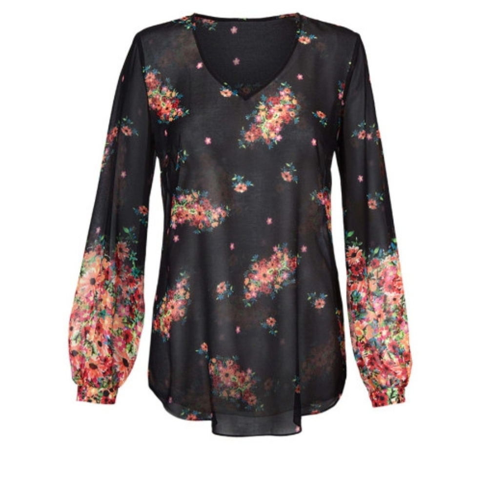 CABI Blooming Blouse Floral Black
